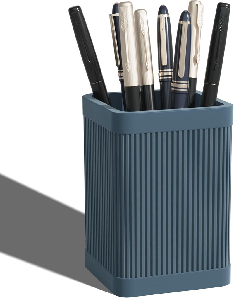 HighHerz Aesthetic Pen Holder For Desk, Modern Silicone Pencil Holder, Stylish Office Desk Decor, Made of 5 mm Thickened Premium Silicone, Office Desk Organizer And Accessories (Dark Blue) - Image 1